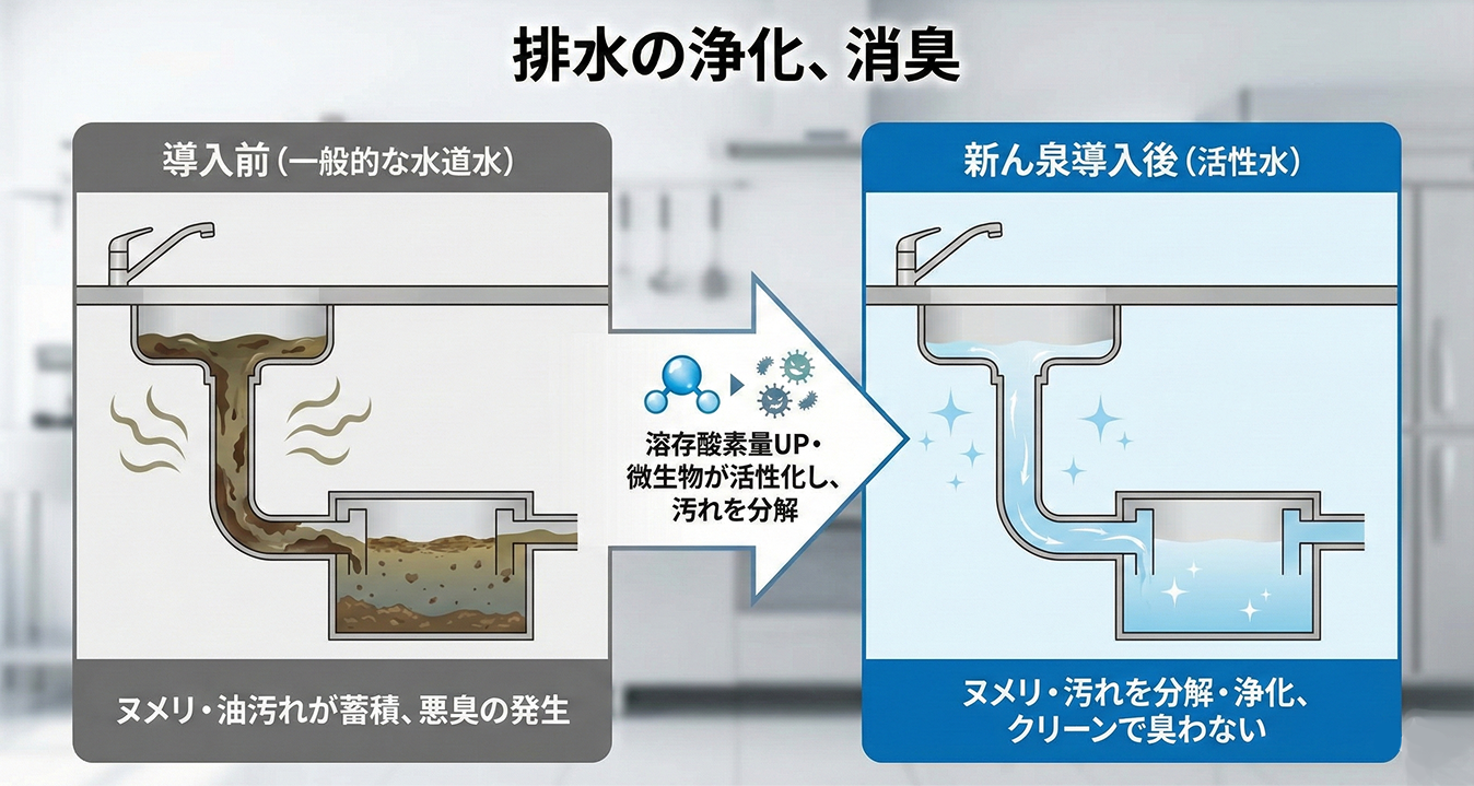 排水の浄化、消臭
